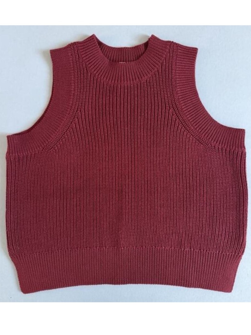 NWT 525 America Demi High Crewneck Cotton Oxblood‎ Red Tank Vest